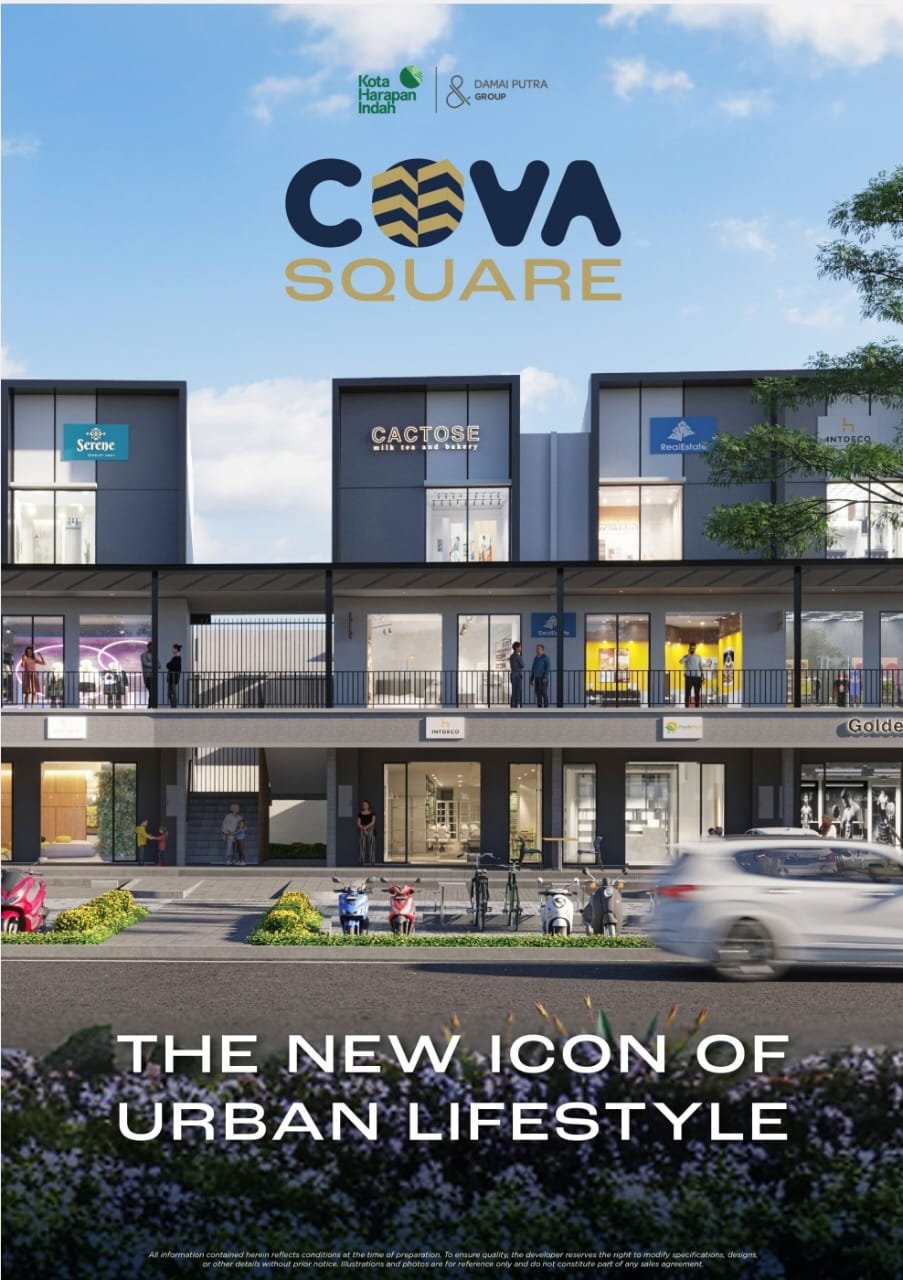 Dijual Cova Square Ruko 3 Lantai dengan Model Balkon Alfresco di Harapan Indah 2, Bekasi